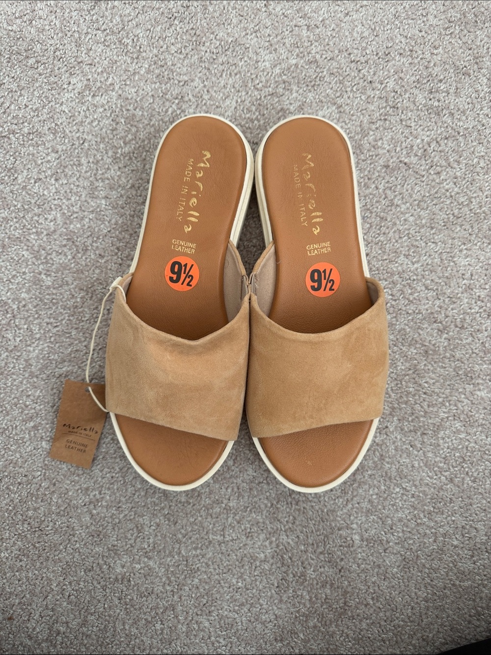 MARELLA Tan Suede Slide Sandals